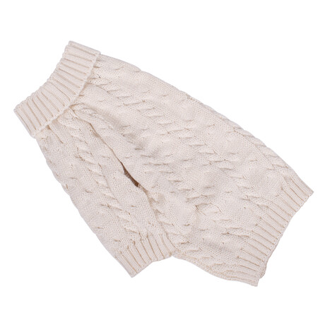 Medium Shinola Pet Cable Knit Sweater // Ivory