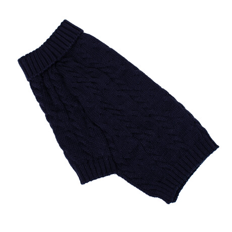 Medium Shinola Pet Cable Knit Sweater // Navy