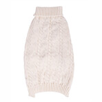 Large Shinola Pet Cable Knit Sweater // Ivory