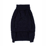 Medium Shinola Pet Cable Knit Sweater // Navy