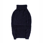 Large Shinola Pet Cable Knit Sweater // Navy