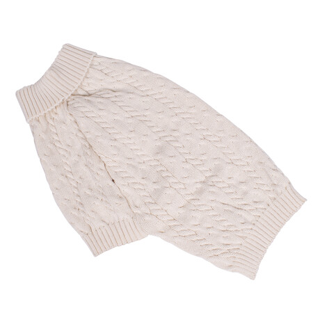 X-Large Shinola Pet Cable Knit Sweater // Ivory