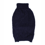 Large Shinola Pet Cable Knit Sweater // Navy