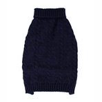 Medium Shinola Pet Cable Knit Sweater // Navy