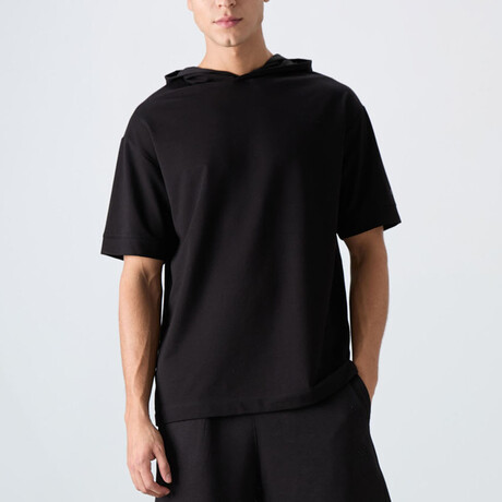 Hodded Oversize T-Shirt // Black (S)