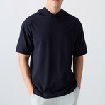 Hodded Oversize T-Shirt // Navy Blue (S)