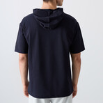 Hodded Oversize T-Shirt // Navy Blue (S)