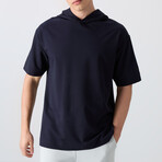 Hodded Oversize T-Shirt // Navy Blue (S)