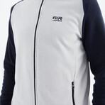 Raglan Hooded Polar Sweatshirt // White + Navy Blue (S)