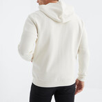 Hooded Embroidery Detailed Zippered Sweatshirt // Ecru (S)