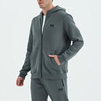 Zippered Hoodie Sweatshirt // Gray (S)