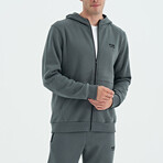 Zippered Hoodie Sweatshirt // Gray (S)