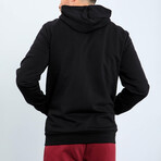 Hooded Embroidery Detailed Zippered Sweatshirt // Black (S)