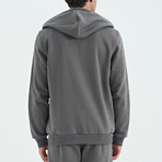 Zippered Hoodie Sweatshirt // Dark Gray (S)