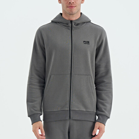 Zippered Hoodie Sweatshirt // Dark Gray (S)