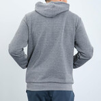 Hooded Embroidery Detailed Zippered Sweatshirt // Gray Melange (S)