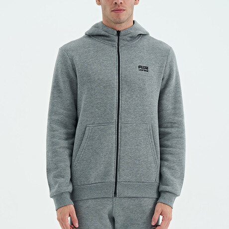 Zippered Hoodie Sweatshirt // Gray Melange (S)