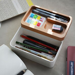 Revov Magnetic Rotating Tray Box // White + A Pen