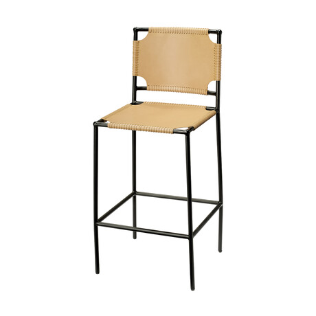 Wade Leather Bar Stool // Cashew