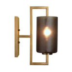 Brantley Sconce // Antique Brass Metal // Gray Glass