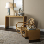 Quentin Leather Side Table // Brown