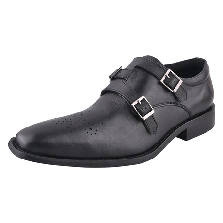 1112 // Leather Triple Monkstrap Shoes // Black (US: 7)