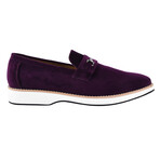 Welkar // Velvet Buckle Slip-On Loafers // Purple (US: 9.5)