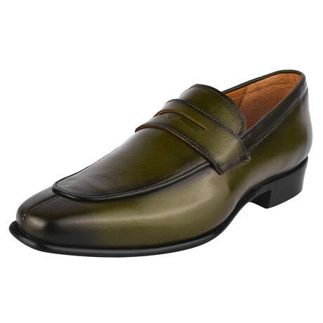 Charles // Leather Penny Loafers // Olive (US: 7)