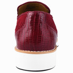 Jack // Textile and Leather Lizard Print Slip On Loafer // Burgundy (US: 10)