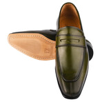 Charles // Leather Penny Loafers Shoes // Olive (US: 10)