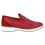 Megaball // Men's Textile-Printed Buckle Slip-On Casual Shoes // Red (US: 9.5)