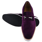 Welkar // Velvet Buckle Slip-On Loafers // Purple (US: 7)