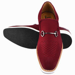 Jack // Textile and Leather Lizard Print Slip On Loafer // Burgundy (US: 7)