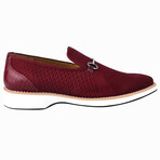 Jack // Textile and Leather Lizard Print Slip On Loafer // Burgundy (US: 10.5)