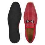 Megaball // Men's Textile-Printed Buckle Slip-On Casual Shoes // Red (US: 9.5)