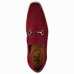 Jack // Mens Textile and Leather Lizard Print Slip On Loafer Shoes // Burgundy (US: 9.5)