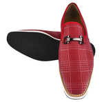 Megaball // Textile-Printed Buckle Slip-On // Red (US: 11)