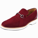 Jack // Mens Textile and Leather Lizard Print Slip On Loafer Shoes // Burgundy (US: 6)