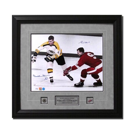 Bobby Orr & Gordie Howe Dual Signed Spotlight Hockey Immortals 26x32 Frame #/49