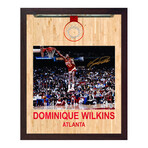 Dominique Wilkins Signed Atlanta Hawks Aerial Hoop Graphic 19x23 Frame