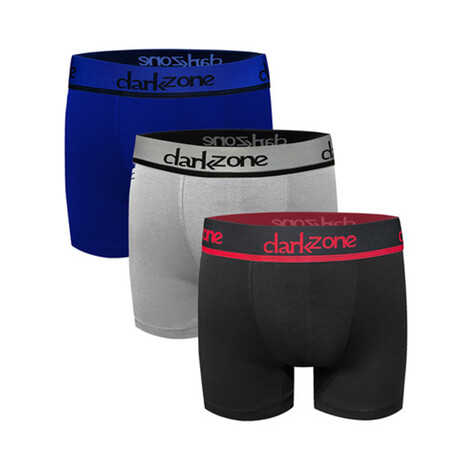 Set of 3 Boxer Briefs // Sax Blue + Gray + Black (S)