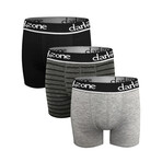 Set of 3 Boxer Briefs // Black + Anthracite Striped + Gray (XL)