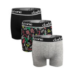 Set of 3 Boxer Briefs // Black + Lettering Print + Gray (L)