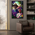 Retro Futurist African Grandparents - Garden I by Digital Wild Art (26"H x 18"W x 1.5"D)