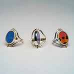 Genuine Blue Morpho and Madagascan Sunset Wing in Sterling Silver Ring (changeable face)