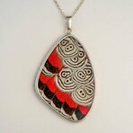 Genuine Eighty-Eight Butterfly Wing Pendant with 18" Sterling Silver Necklace