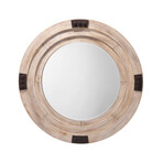 Marvin Wood Round Wall Mirror // White Washed