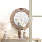 Marvin Wood Round Wall Mirror // White Washed