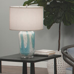 Dana Blown Glass Table Lamp with Linen Shade