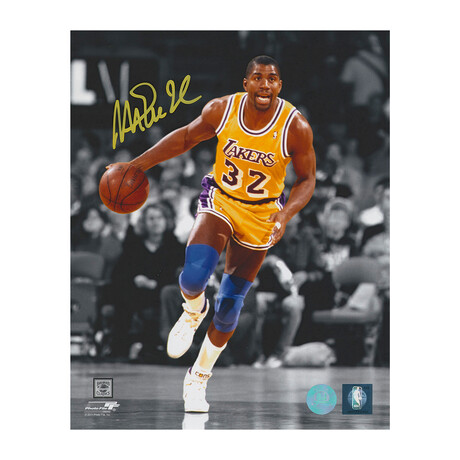 Magic Johnson Los Angeles Signed Color Isolation 8x10 Photo